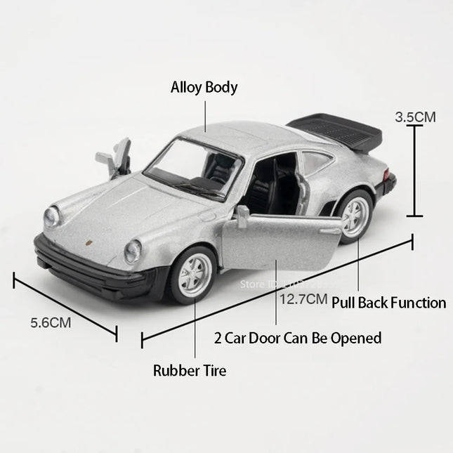 1:36 Porsche 911 Turbo 1978 Model Toy Cars Alloy Diecast AE86 Miniature Vehicles Doors Opened Pull Back Exquisite Interior Gifts