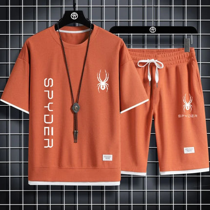 Men's Large-sized Summer Casual Fashionable Breathable Quick-drying Sports T-shirt And Shorts Set Short-sleeved Fitness Outfit