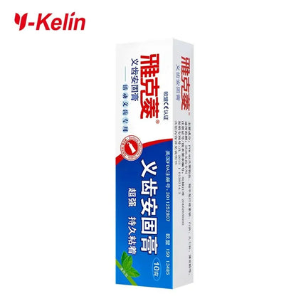 Y-Kelin Denture Adhesive Cream 10g/0.4oz Sample Size All Day Hold Non-Zinc Formula False Teeth Glue