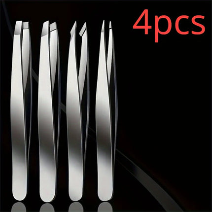 4pcs Set Professional Eyebrow Hair Removal Splinter Tweezers Set Perfect For Very Effortless and Relaxed to Remove