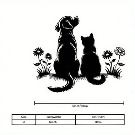Minimalist Iron Wall Art Black Dog Cat Silhouette Dandelion Decor Indoor Outdoor Home