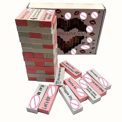 48Pcs Sex Block Game Wooden Block Tower Game Sexual Position Valentine Tumbling Tower Stacking Games Night Party Sex Toys