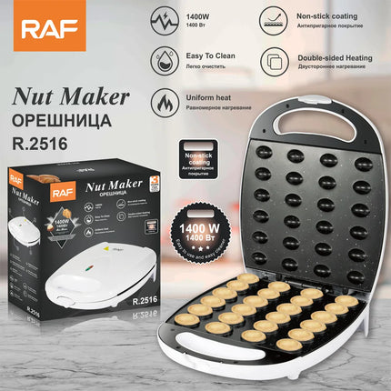 1400W Electric Walnut Cake Maker 24-Hole Automatic Sandwich Maker Breakfast Kitchen Non-Stick Cook Plate