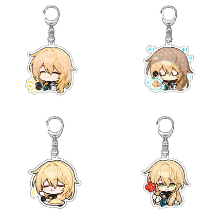 Honkai: Star Rail Anime Figure Acrylic Keychain Dan Heng Feixiao Firefly Model Plate 4pc/set Keyring Game Fans Gift