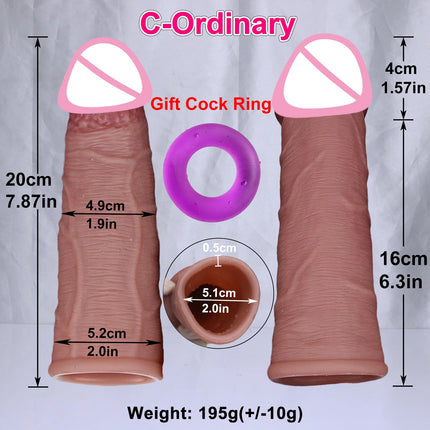 Man Delayed Ejaculation Extend Cock Soft Realistic Enlarger Penis Sleeve Condom Sex Toy Dildo Safety Silicone Change Dick Color