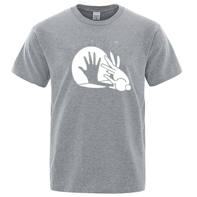 Men's High Quality T-shirt 100% Cotton Funny Shadow Puppet Design Print Summer Casual Loose O-neck for Male T-shirt Tops Tees