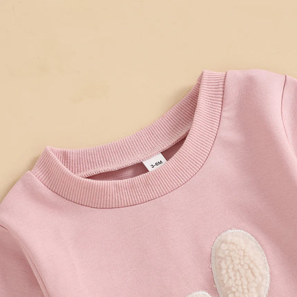 Citgeett Spring Easter Infant Baby Girls Boys Rompers Plush Bunny Embroidery Long Sleeve Jumpsuit Clothes