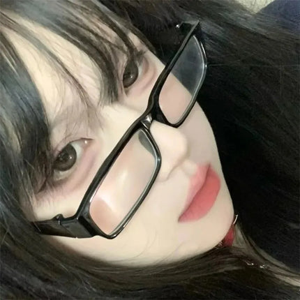 Black Square Small Frame Glasses for Women Men Y2K Japanese Harajuku Anti Blue Light Glasses Eyeglasses Cosplay Eyewear props