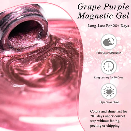 Grape Purple Cat Magnetic Gel Nail Polish Jelly Glass Beads Effect Magnetic Semi Permanent Soak Off UV Gel Varnish Nail Supplies