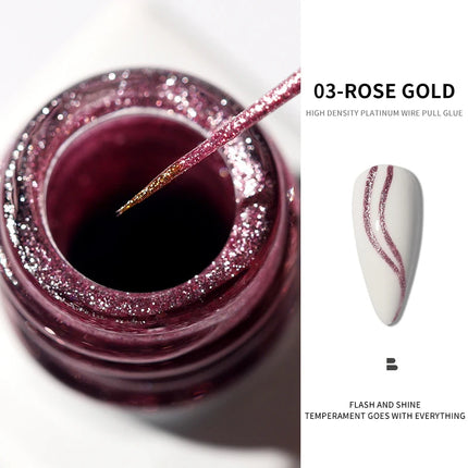 1Box Metallic Gel Gold Mirror Effect Gel Nail Polish French Nail Art Line/Flower Painting Gel Glitter UV Gel Nail Soak Off #8YQW