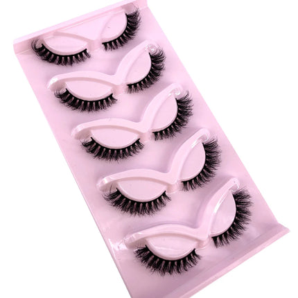 HBZGTLAD 3D natural cat eye fluffy soft cross 5 pairs of comic eyelashes Wispy natural eyelash extension eyelashes