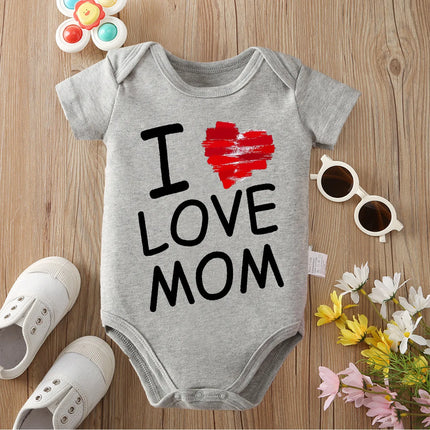 I Love Mom Exquisite Print 100% Cotton Cloths Comfortable Soft Onesie Bodysuit for Baby Jumpsuit for 0 To 12 Months Newborn
