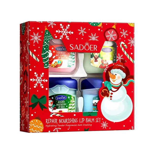[SADPER] Christmas Gift Box Lip Balm Durable Moisturizer, Christmas Women's Gift Nourishing Lipstick 4PCS/box Lip Makeup Set