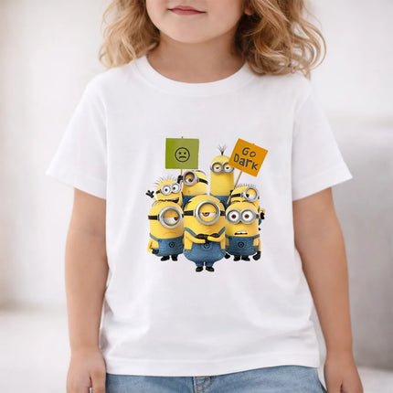 Minions Group Character Display Kids Cotton T-Shirt Fun Team Theme Comfortable Casual Clothing for Boys and Girls Daily Wear