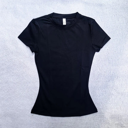 Summer Short Sleeve Yoga Top Women Workout Gym Crop Top Slim Fit Round Neck Yoga Shirt Seamless Sports Stretchy Shirts