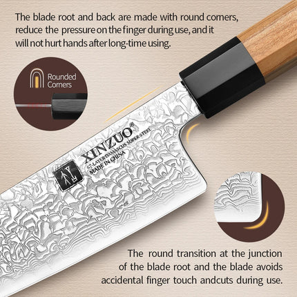 XINZUO 8.5" inch Bunka Knife High Carbon Damascsus Steel Kitchen Cooking Knife Professional Multipurpose Meat Vegetable Cleaver