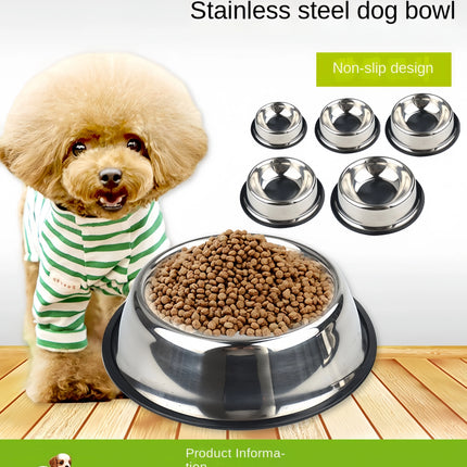 Pet Dog Cat Stainless Steel Bowl Pet Feeding Bowl Cat and Dog Drinking Bowl Metal Feeder Bowl Durable Easy To Clean 6 Sizes