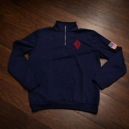 Y2K Zip-Up Polo Shirt Couple Style Flag Embroidery Top Retro Harajuku Classic Pullover Casual Loose Oversized Long Sleeve