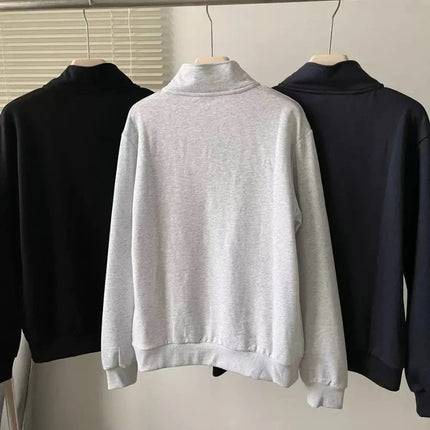 Cotton Half-zip Hoodies Women Loose Fit Stand Collar Oversized Sweatshirts 2026 Spring New Running Fitness Sports Pullover