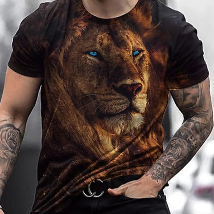 Animal Pattern Men's T-Shirt 3D Barbarian Bear Short Sleeve Fashion Personalized T-Shirt Loose Oversized T-Shirt Men's Clothing