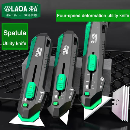 LAOA Four-speed multifunctional deformation utility knife wallpaper knife heavy-duty thickened household cutting shovel scraper