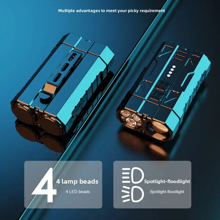 JIASHUAIXIN Aluminum alloy high-performance EDC multi-function flashlight portable dual switch four-bead power display