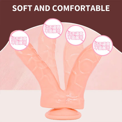Realistic Double Ended Dildo Sex Toy for Women or Couples Dual Sided Headed Penetration Dong Device with Simulated Penile Sucker