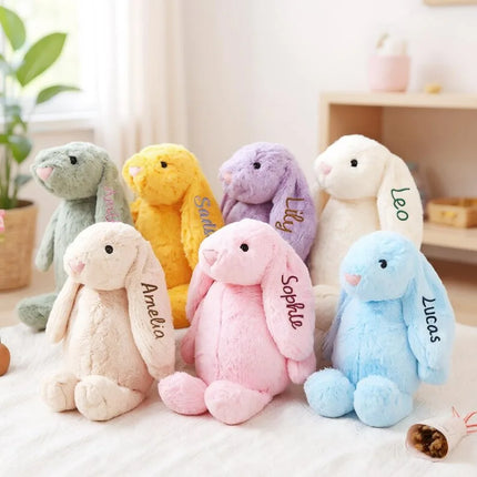 Personalized Cute Plush Bunny Super Soft Custom Stuffed Animal with Embroidered Name on Ear Ideal for Birthday Kid Children Gift