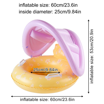 1PC Inflatable Pool Float with Yellow Canopy Seat, for Summer Pool Water Floating