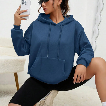 Solid Color Hoody For Female Autumn Fashionable Clothing Casual Fleece Pocket Hoodies Multicolor Unisex Women Streetwear