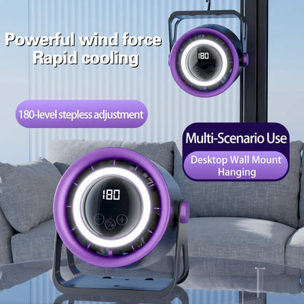TINSOL 1800mAH Portable Electric Fan with Ambient Light Turbo Mute Electric Fan Desktop Wall Mount Ceiling Air Cooler
