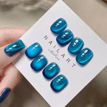SHAKA 1pcs Autumn Winter Whitening Blue Temperament Glass Bead Cat Eye Gel Nail Polish Brown Blue Cat Eye Nail Art Nail Supplies