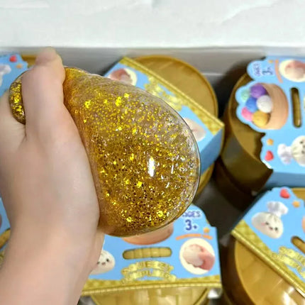 Glitter Dumpling Squishies with Box - Sensory Dumpling Pressure Toy for Stress Relief Fun Squishy Toys for Adults And Kids