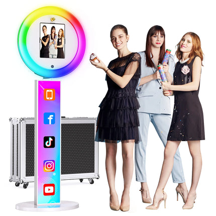 Portable ipad Photo Booth For Birthday Party Event RGB Ring Light Photobooth APP Remote Control US Ship With Hard Flight Case