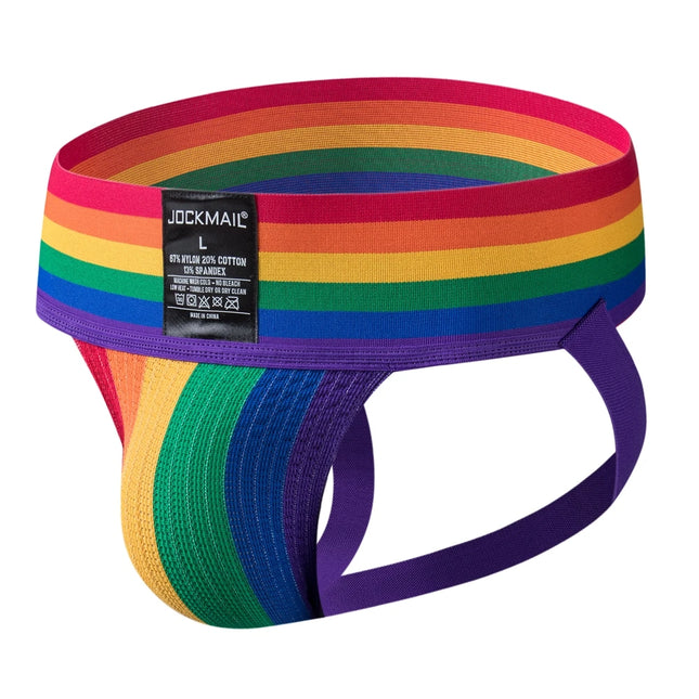 Sexy Men Thong Jockstrap Briefs Men's Bikini Cueca Gay Underwear Underpants Calzoncillos Low-waisted Breathable Rainbow