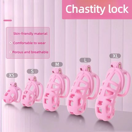 2026 New Chastity Lock Cage SM Flirting Breathable Resin Male Virginity Device Male Penis Lock with 4 Rings