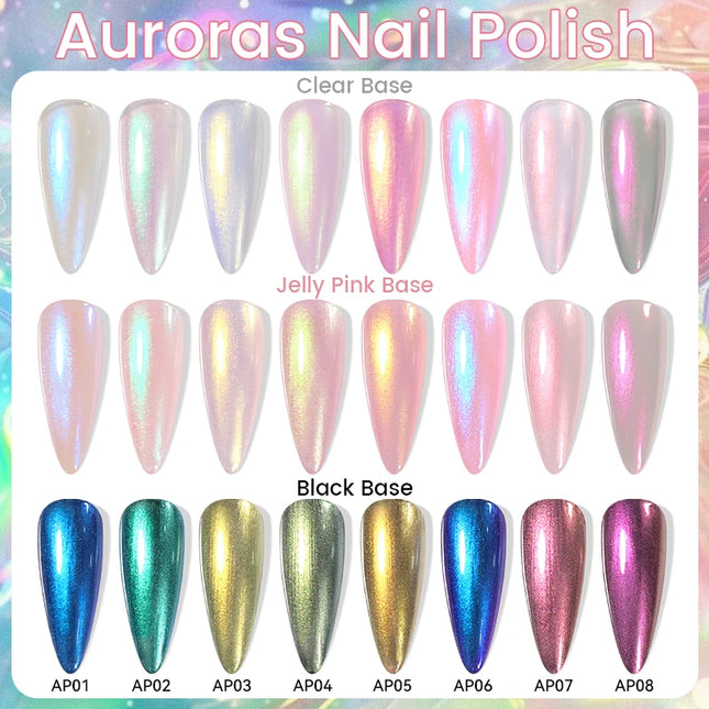 LILYCUTE 7ml Auroras Glitter Nail Polish Colorful Bright Shining Shell Effect Nail Art DIY Decoration No Need of Lamp to Cure