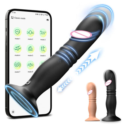 Thrusting Anal Plug Vibrator Wireless Control Prostate Massager Butt Plug Vibrating Suction Cup Dildo Adult Sex Toys for Men