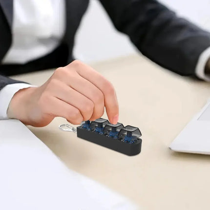 4Keys Keyboard Key Irritability Toy, Finger Pressure Relief Button, Adult Office Stress-relieving and Calming Key Chain Gift