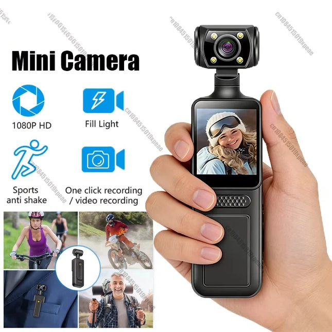 Lenovo 2026New Handheld Pocket 8K HD Camera 180° Rotating Mini Portable Camera Wearable Night Vision Outdoor Sports Camera