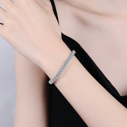 Women's Full-Row Moissanite Bracelet - PT950 Platinum, High Quality, 0.1Ct Each Stone, 17cm/18cm Size