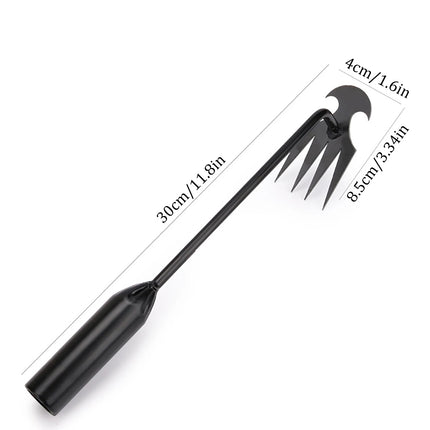 2 In 1 Garden Rake Manual WSeed Grass Rooting Tool Puller Shovel 4 Teeth Weeding Removal Hand Gardening Loose Soil Tool Weeder