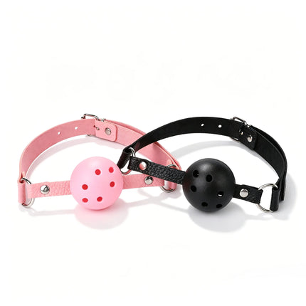 2 Colors Faux Leather Mouth Gag Adjustable Plastic Ball Adult Flirting Fetish Roleplay Game Props Couples BDSM Bondage Sex Toys