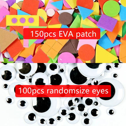 Children Handicraft Toys Black & White Eyes Sponge Patch Geometry Triangle Square Circle Stickers Children Craft Toys TMZ