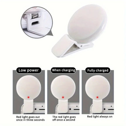 Portable Circle LED Beauty Fill Light-3-Level Dimmable USB Rechargeable for Live Streaming andSelfies (Ideal Christmas Gift)