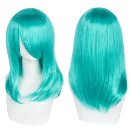 High Quality 40cm Medium Cosplay Wig With Bang Black Blond Pink Red Blue Purple Heat Resistant Synthetic Hair Wigs