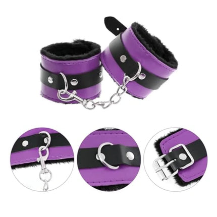 12 PCS Sex Bondage BDSM Restraints Kits Fetish Handcuffs Ankle Cuff Collar Blindfold Whip Rope Nipple Clamps Paddle Anal Toys B