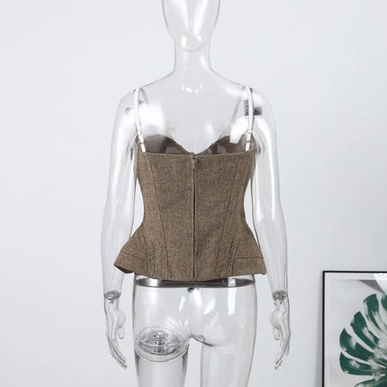 Sexy Slim Red Tube Top Women's Fashion Sleeveless Backless Solid Closed Waist Sling Female 2026 Spring Summer Lady Vest Party