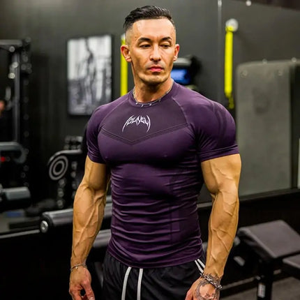Summer fitness exercise slim fit breathable short sleeved men's suitable fitness running training cycling T-shirt