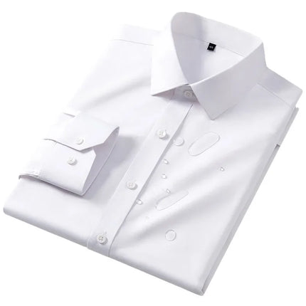 White shirt, men's long sleeved business dress shirt, ice silk sun protection, wrinkle resistance, non ironing, casual career